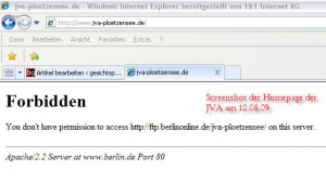 Screenshot vom 10.08.09 - Homepage jva-ploetzensee.de