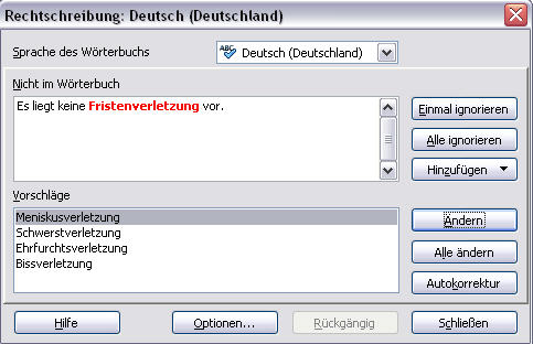 Korrekturvorschlag: Fristenverletzung