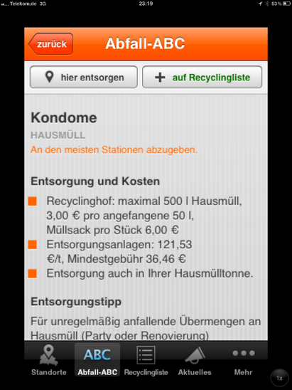 BSR-App für iPhone und iPad, Screenshot BSR-App für iPhone und iPad, Screenshot