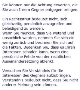Gesichtspunkt Höflichkeit (Quelle: RAe Janke & Kloth)