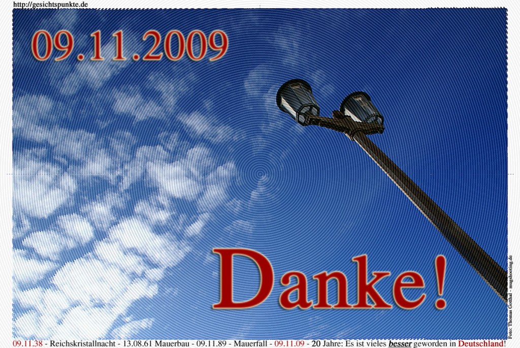 20 Jahre Mauerfall: 09.11.1989 - 09.11.2009 (Idee: Thomas Gotthal) 20 Jahre Mauerfall: 09.11.1989 - 09.11.2009 (Idee: Thomas Gotthal)