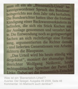 Bienenstich-Urteil (Quelle: Der Spiegel)