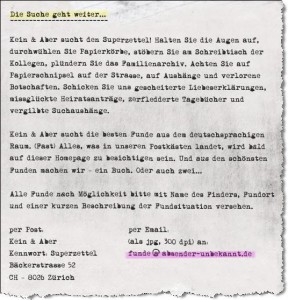 Die Suche geht weiter (Quelle: Homepage)