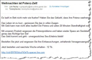 Weihnachten ist Potenzzeit (Fund: Spamfilter)