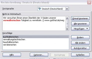 screenshot Rechtschreibungprüfung