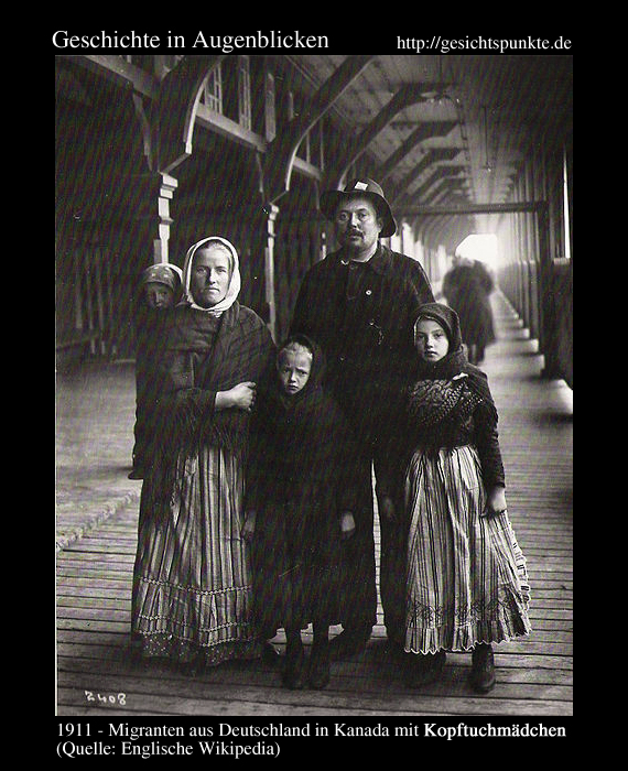 Deutsche Kopftuchmädchen mit Eltern - 1911/Kanada