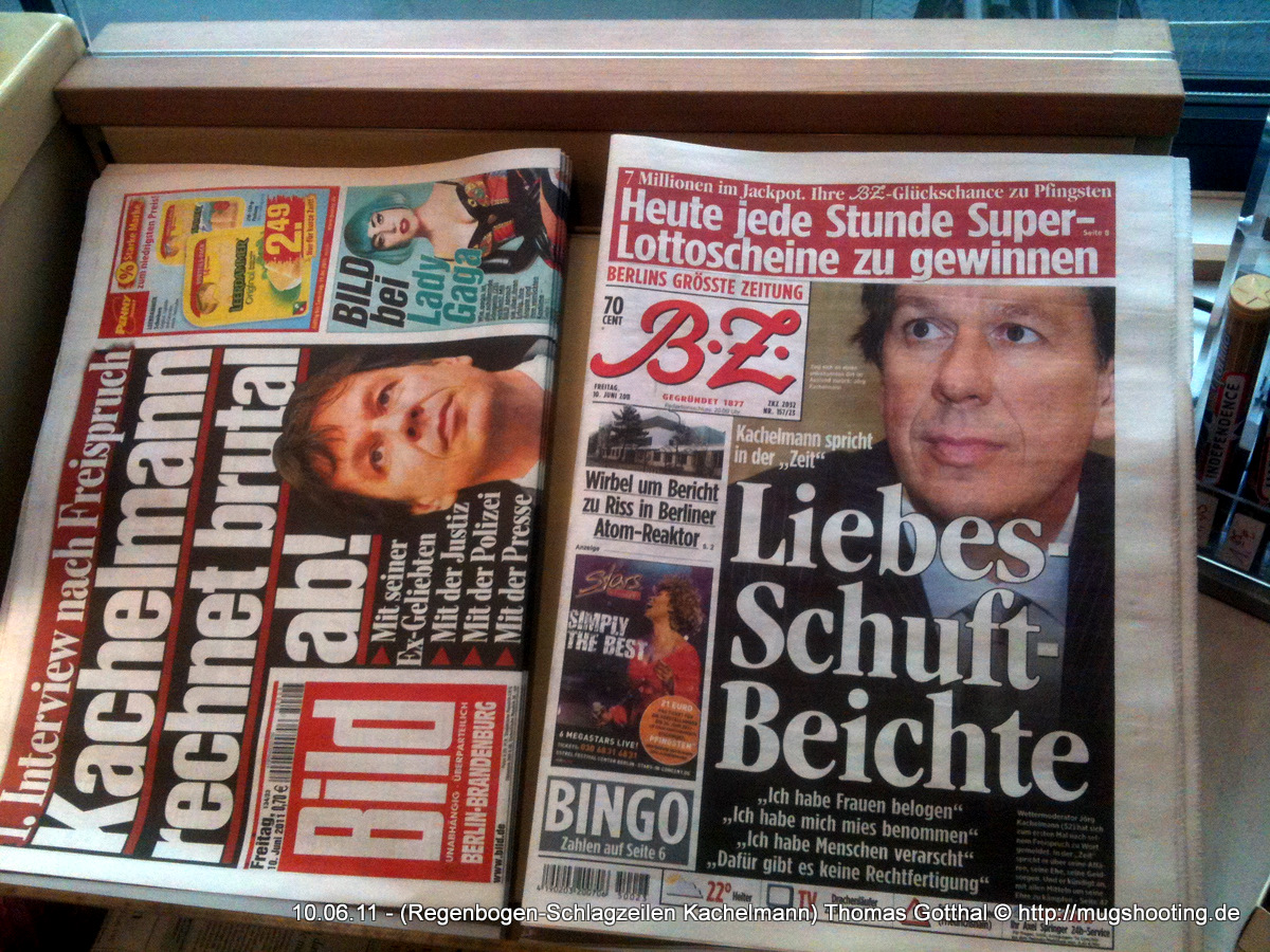 Zeitungsauslage an der Tankstelle: Das Thema Kachelmann vom Hörensagen Zeitungsauslage an der Tankstelle: Das Thema Kachelmann vom Hörensagen