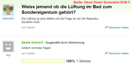 YahooClever! Die Antwort kann so einfach sein!