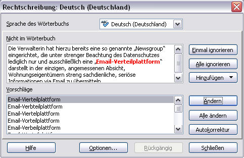 Korrekturhilfe: Email-Verteilplattform