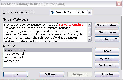 Korrekturhilfe "Verwalterwechsel"