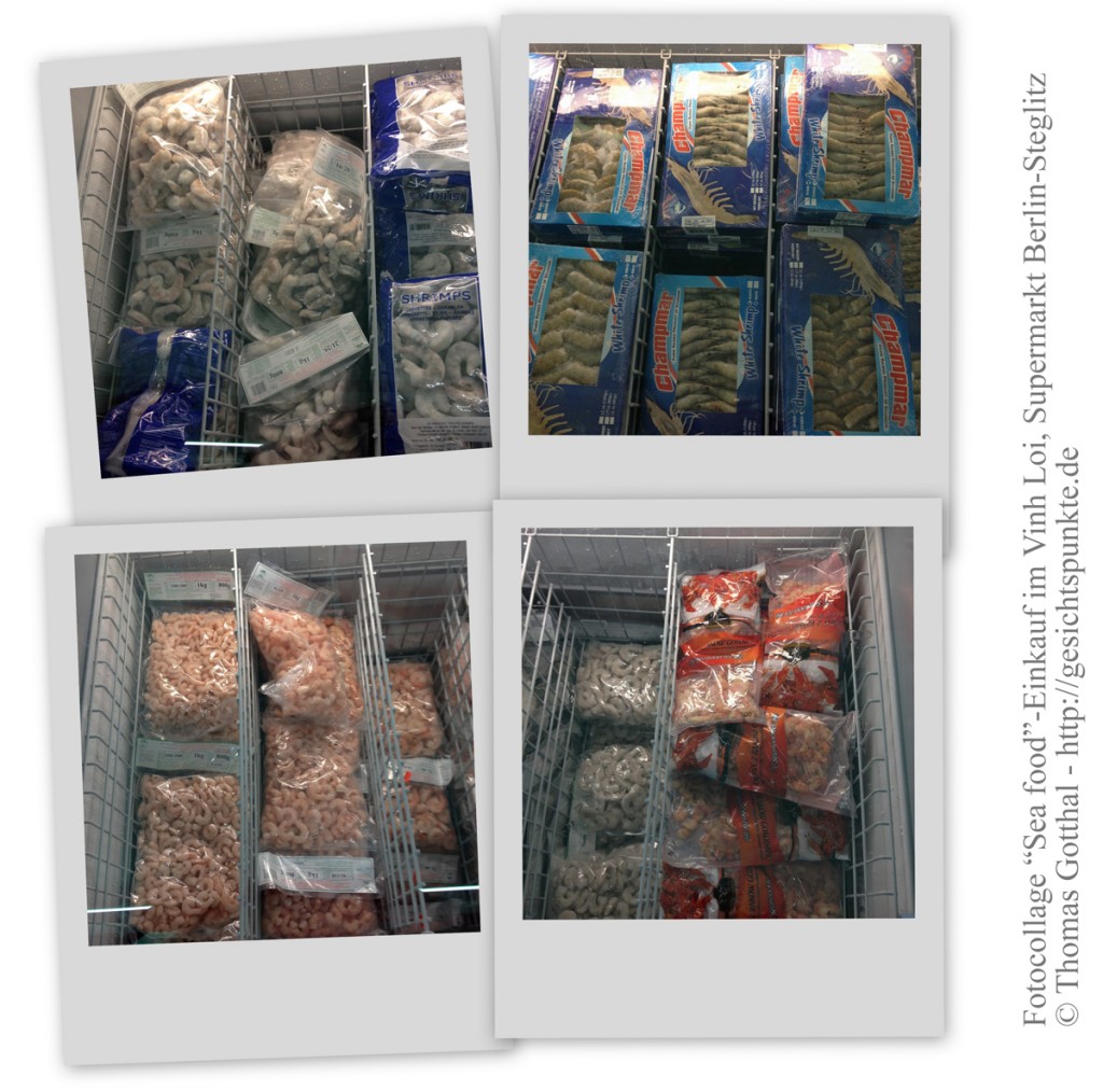 Fotocollage “Sea food”-Einkauf im Vinh Loi, Supermarkt Berlin-Steglitz