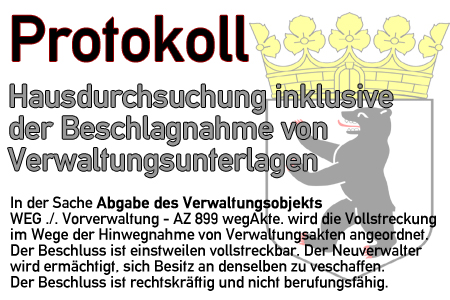 Protokoll Hausdurchsuchung inkl. Beschlagnahme