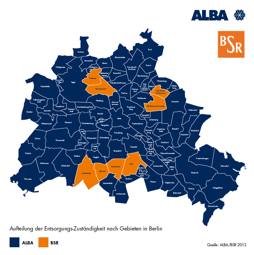 BSR/ALBA: Entsorgungsgebiete nach Zuständigkeit BSR/ALBA: Entsorgungsgebiete nach Zuständigkeit