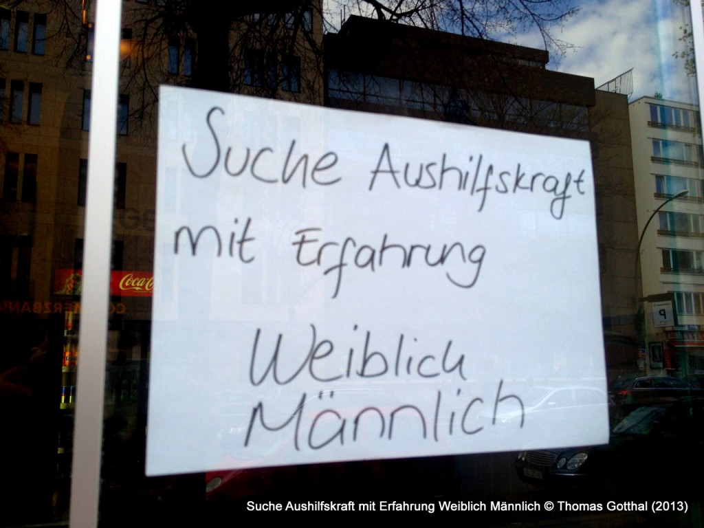 Suche Aushilfskraft mit Erfahrung Weiblich Männlich