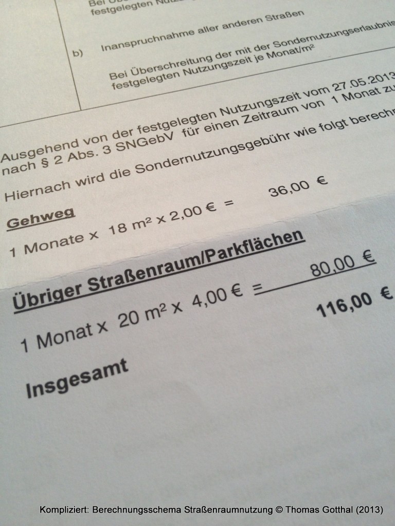 Kompliziert: Berechnungsschema Straßenraumnutzung