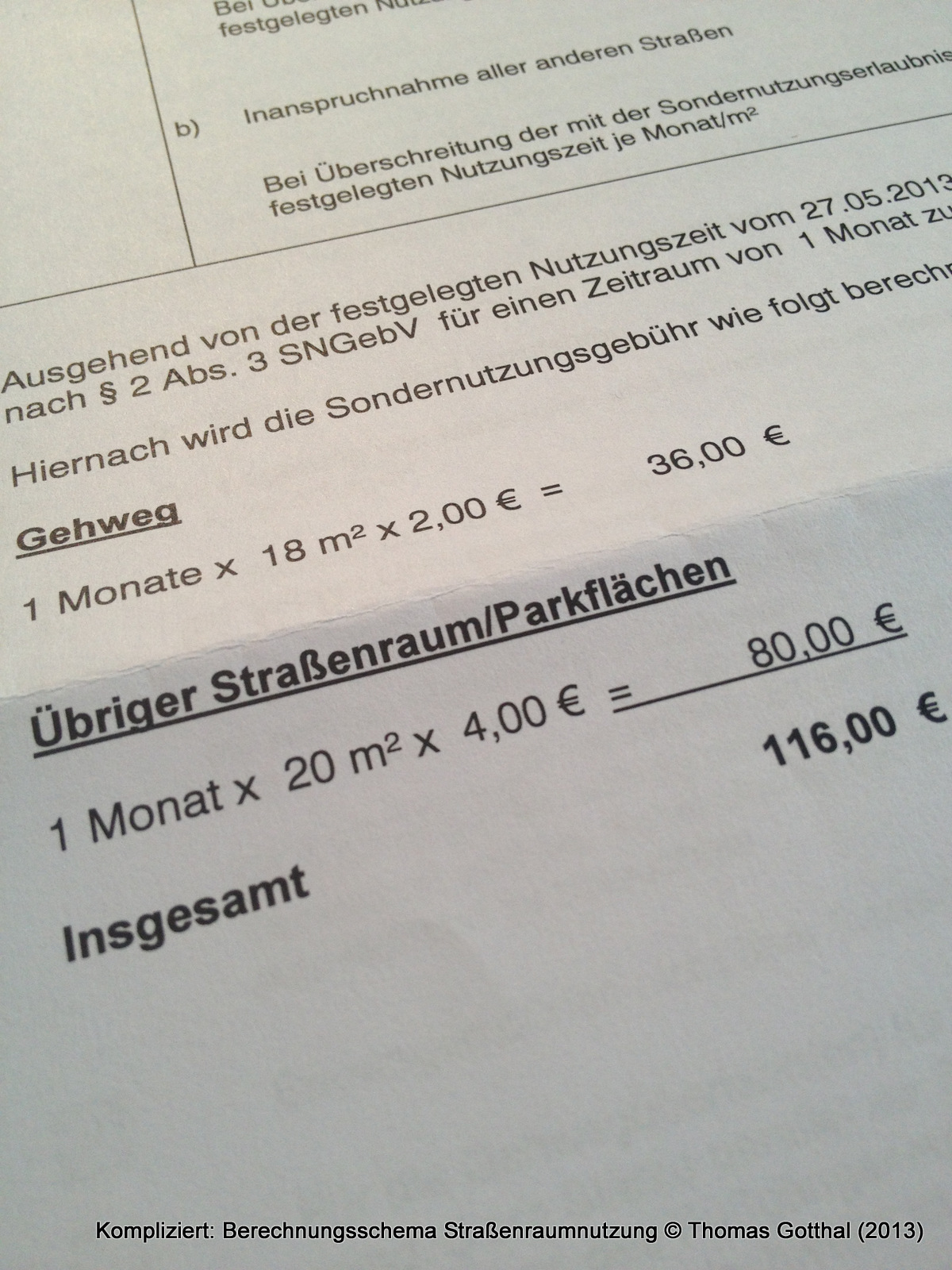 Kompliziert: Berechnungsschema Straßenraumnutzung