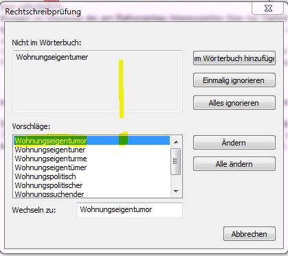 Korrekturhilfe zu "Wohnungseigentümer"