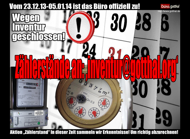 Aktion "Zählerstand": Wegen Inventur geschlossen!