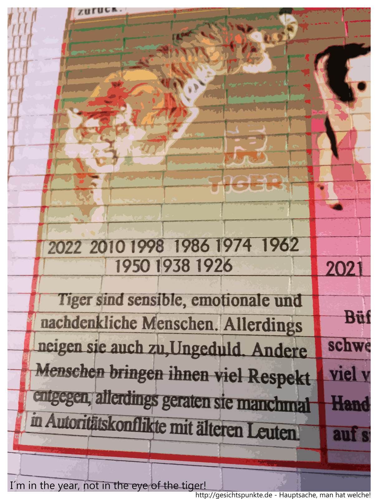 I´m in the year, not in the eye of the tiger!