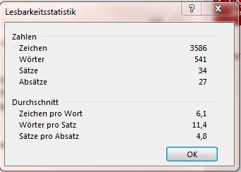 Lesbarkeitsstatistik