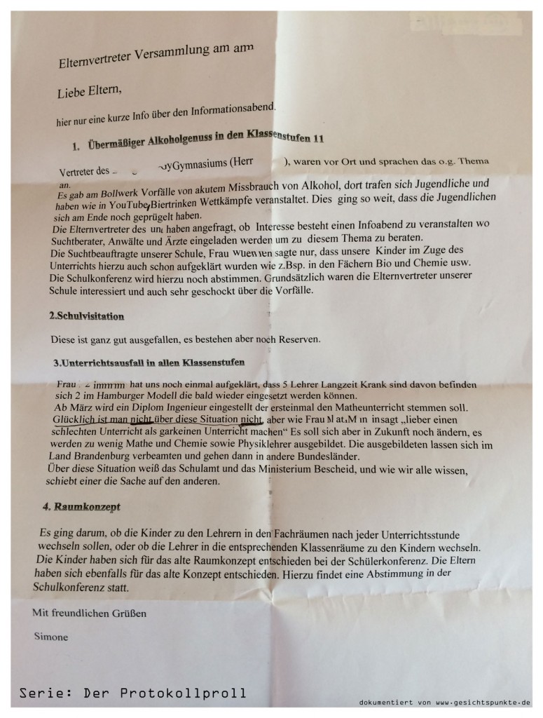 Protokollproll Elternvertreter Versammlung 02.14